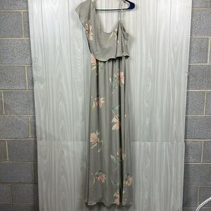 Show Me Your Mumu Womens Gray One Shoulder Dress Small Floweral Maxi Wedding NWT